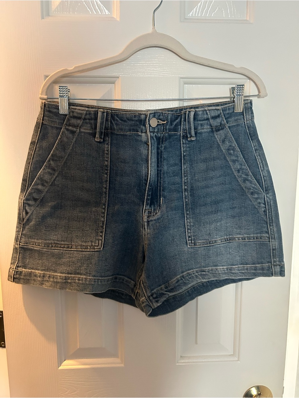 Just Black Washed Blue Denim Patch Pocket Shorts